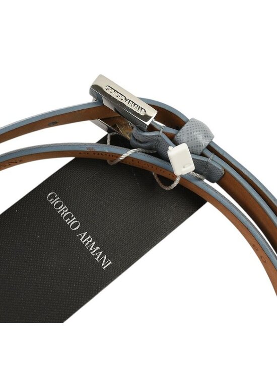 GIORGIO ARMANI Womens Powder Blue Skinny Saffiano Leather Belt 90 36 Italy NEW main image 2
